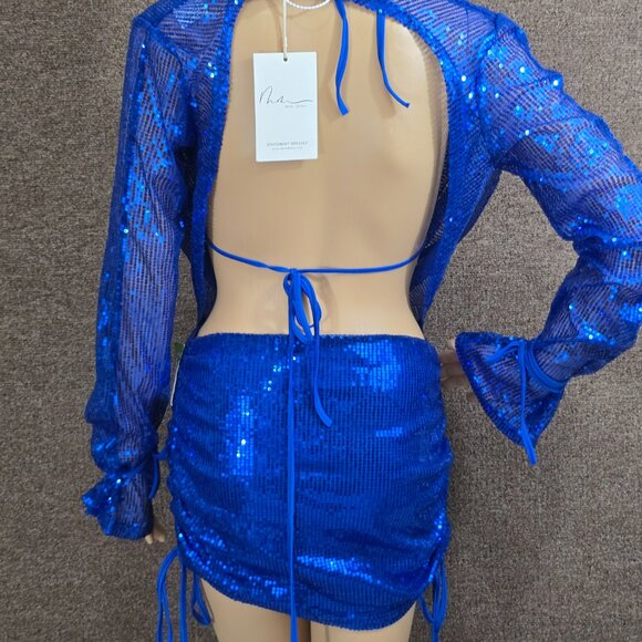 Mew Mews Sequin 3 Piece Skirt Set Sz L - Picture 3 of 9